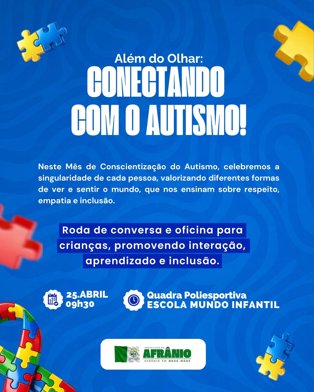 Afrânio promove programação de conscientização sobre o transtorno do espectro autista neste sábado (25)